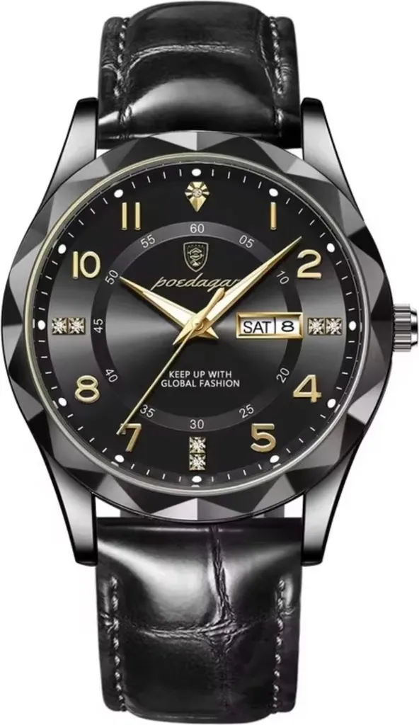 Montre POEDAGAR Elegant Noire KP35017 : L'Alliance du Style et du Luxe