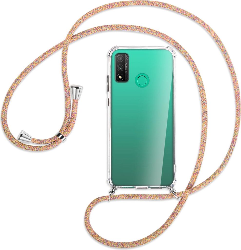 Handykette Backcover-Schutzhülle mit Band (Metall silberfarben) für Huawei P Smart 2020 - Rainbow