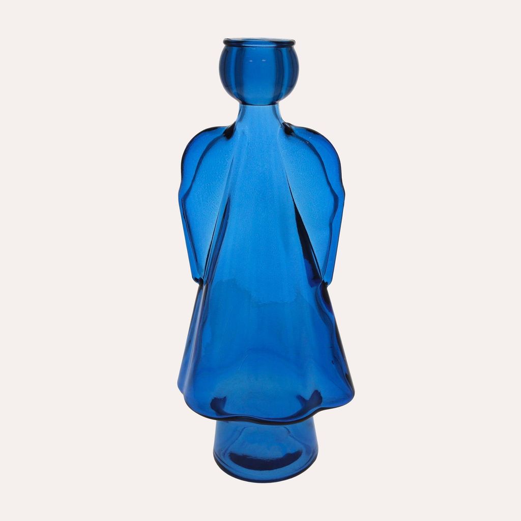 KEYHOMESTORE | Angelo in Vetro con Porta Candela Blu Immagine del prodotto 