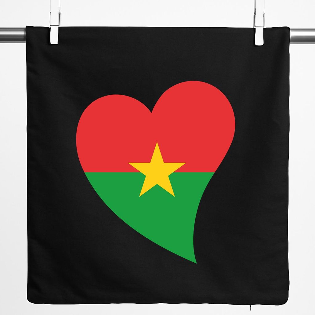Huuraa Kissenbezug Burkina Faso Flagge Herz 40x40cm Black Baumwolle Dekokissenbezug Geschenkidee