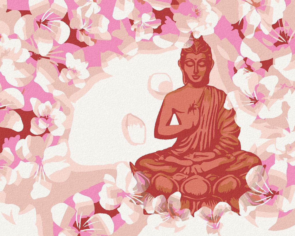 Zuty - Malen nach Zahlen - ROTER BUDDHA MIT BLUMEN, 40x50 cm, ohne Keilrahmen