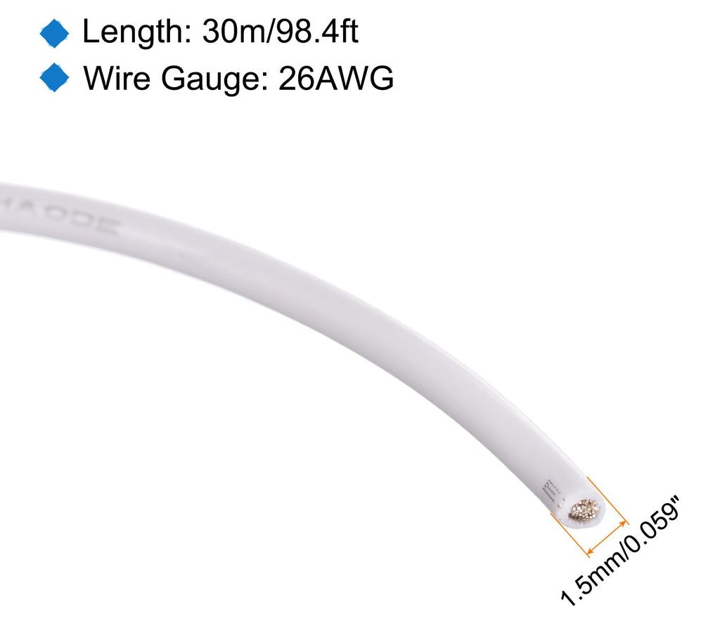 30m 26AWG Elektronik Kabel Gerollt, Elektrodraht UL1007 Spule 6mm2 Durchmesser Verzinnte Dr?hte PVC Elektrokabel fš¹r DIY, Kabel Verl?ngerung, Ve...