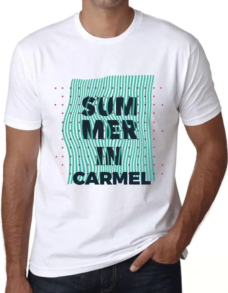 Herren Grafik T-Shirt Sommer in Karmel – Summer In Carmel – Öko-Verantwortlich Vintage Jahrgang Kurzarm Lustige Druck Geburtstag Geschenk Mann