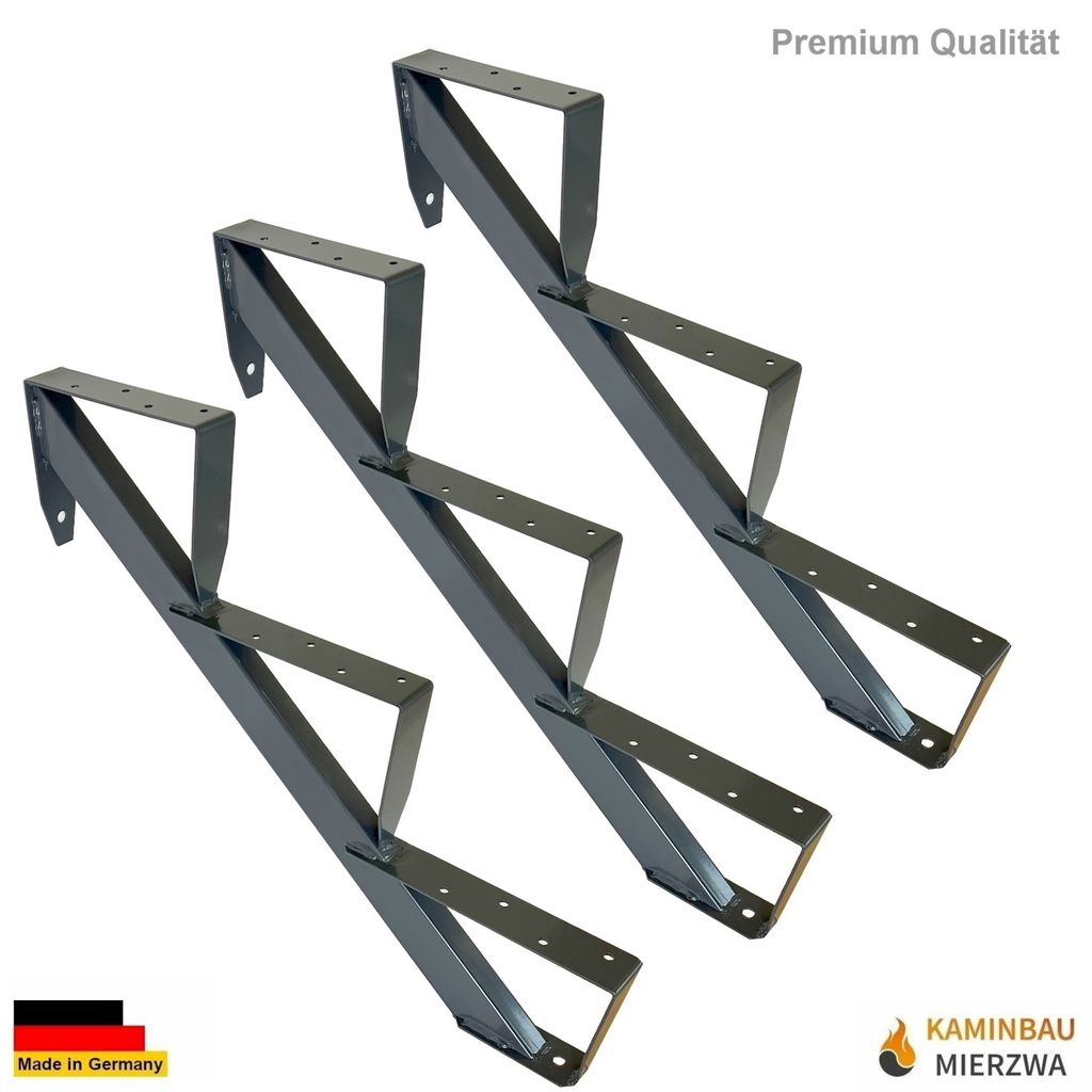 3x Treppenholm 3 Stufen Höhe 53cm Anthrazit RAL 7016 Holz-Treppe Holm Treppenwange Treppenrahmen