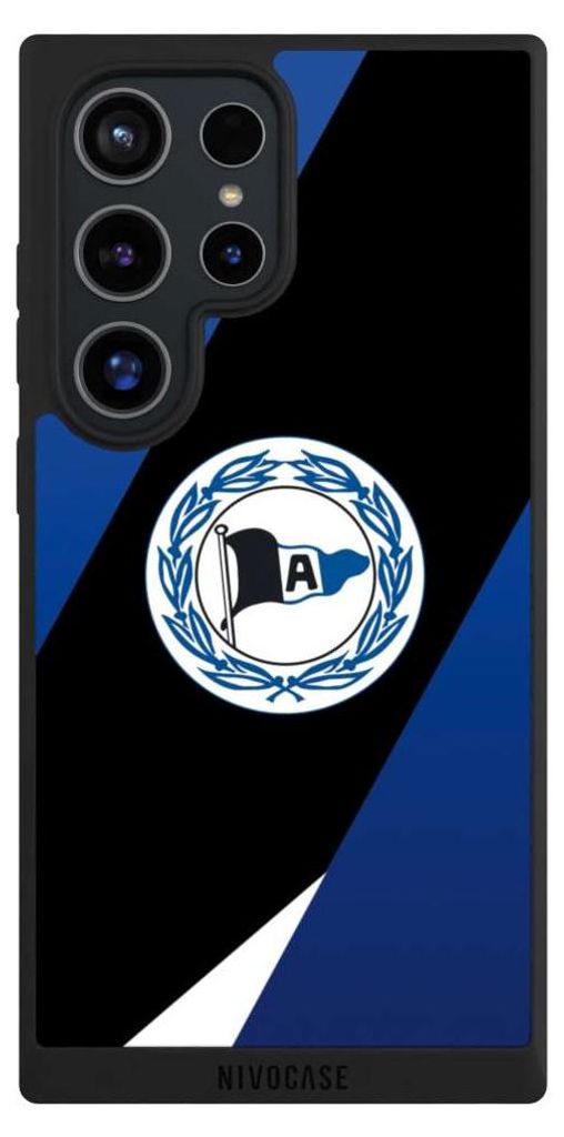 NIVOCASE Handyhülle für Samsung Galaxy S24 Ultra Hülle NIVOpure Case Schwarz Arminia Bielefeld DSC Offizielles Lizenzprodukt
