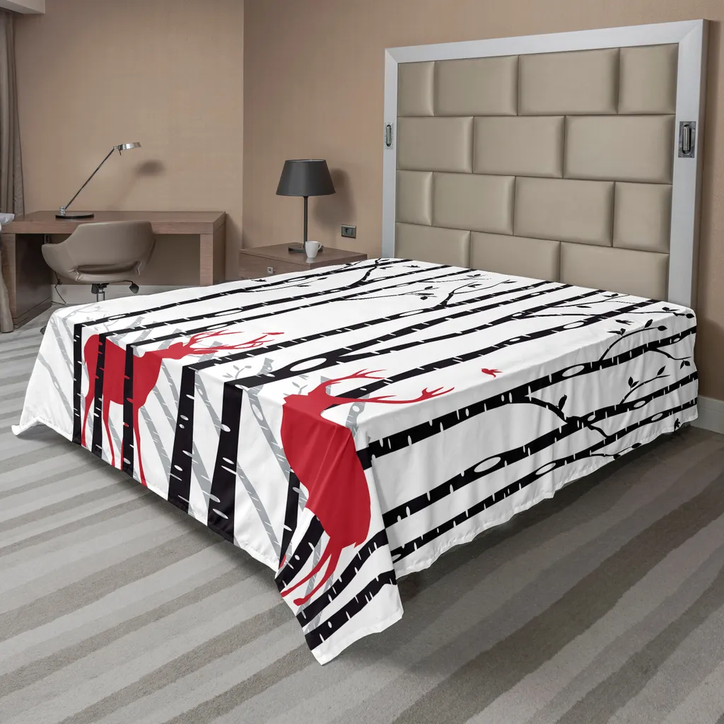 Drap de lit décoratif forêt et bois de cerf en tissu doux 244x205cm