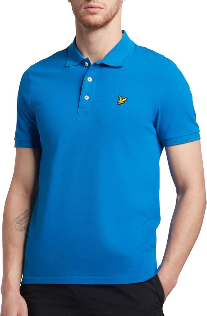 Lyle & Scott Polo blau einfarbig Baumwolle