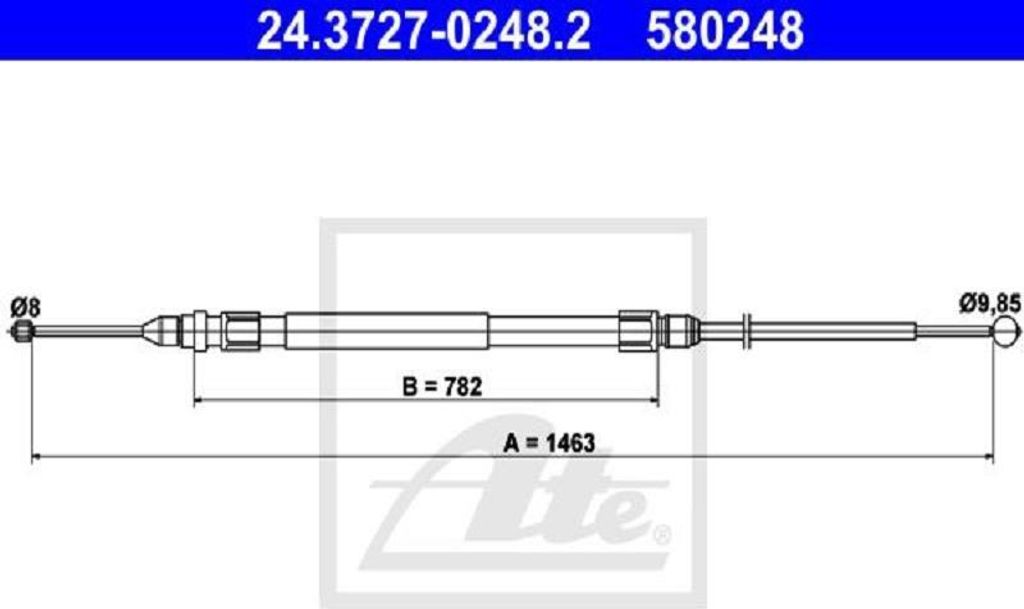 ATE Handbremsseil Seilzug Feststellbremse für BMW 1 Schrägheck (F20) Hinten 24.3727-0248.2