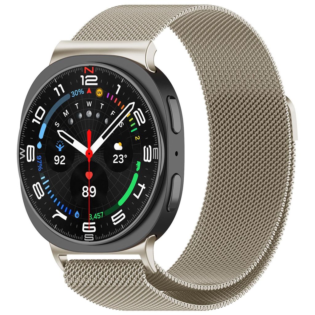 FFO2World Luxus-Milanaise-Armband für Samsung Galaxy Watch 8 / 8 Classic (40/44/46 mm) – Edelstahl-Uhrenarmband – Sternenlicht