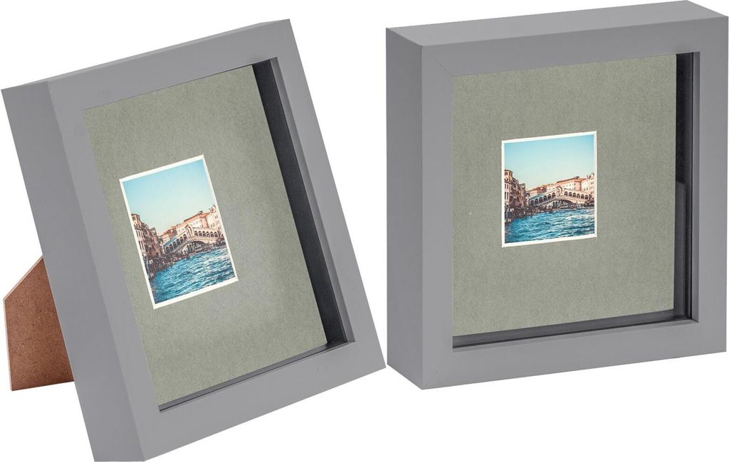 2x Grau 6" x 6" Acryl Schattenkastenrahmen - Grau 2" x 2" Montage - Tief Glas Foto Bild Blume Handwerk Speicher Wand Anzeige - Von Nicola Spring