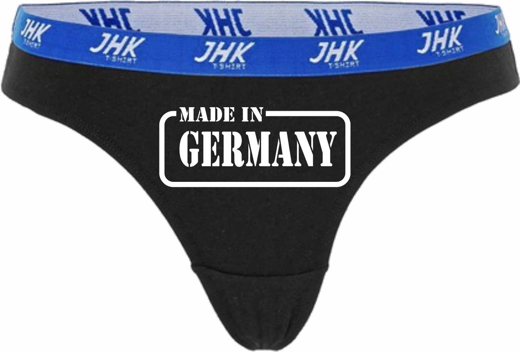 Damen Thong Slip - Boxer-0019-woman-black-h-XS - schwarz - XS - hinten - GERMANY - lustiges Motiv - Spruch - Unterwäsche - Unterhose - Freizeit - ...