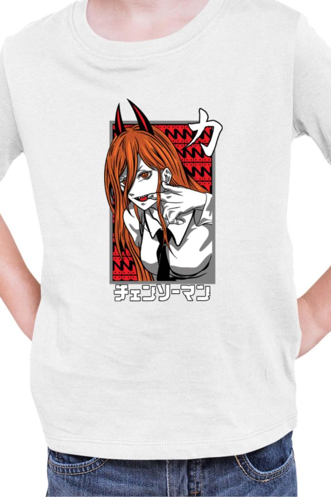 Kinder T-Shirt Manga Japan Anime Comics Animation Chainsaw Anime manga Man 07, 3-4 Jahr - 104 / Weiß