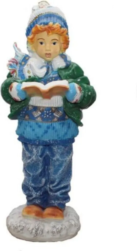 Figurine Garçon d'hiver avec livre 83cm en polyrésine - Taille réelle