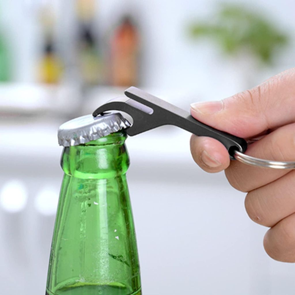 Bierflaschenöffner-Kappistool mit mini Korkenzieher aus schwarzem Metall im Pistolen-Design mit Auswurf-Funktion für Flaschenverschlüsse - ideal...