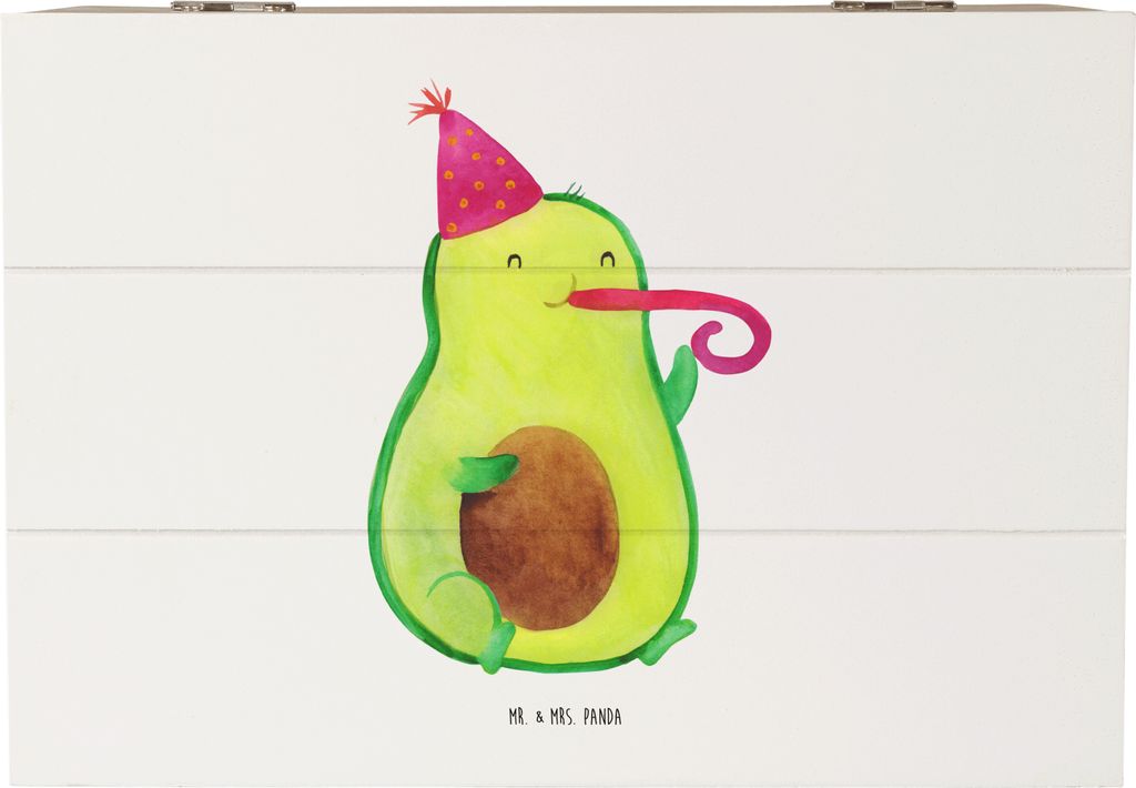 Mr. & Mrs. Panda truhe holz Avocado Feier 22 x 15 cm - Weiß - Geschenk, Tröte, Erinnerungsbox, Geburtstag, Box, Fete, Holzkiste mit Deckel, Schat...