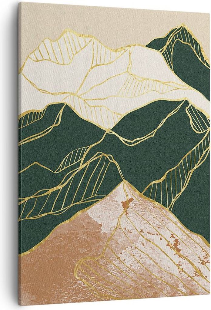 Bild auf Leinwand - Leinwandbild - Einteilig - Abstrakt Landschaft Berge - 50x70cm - Wand Bild - Wanddeko - Wandbilder - Leinwanddruck - Wanddekora...