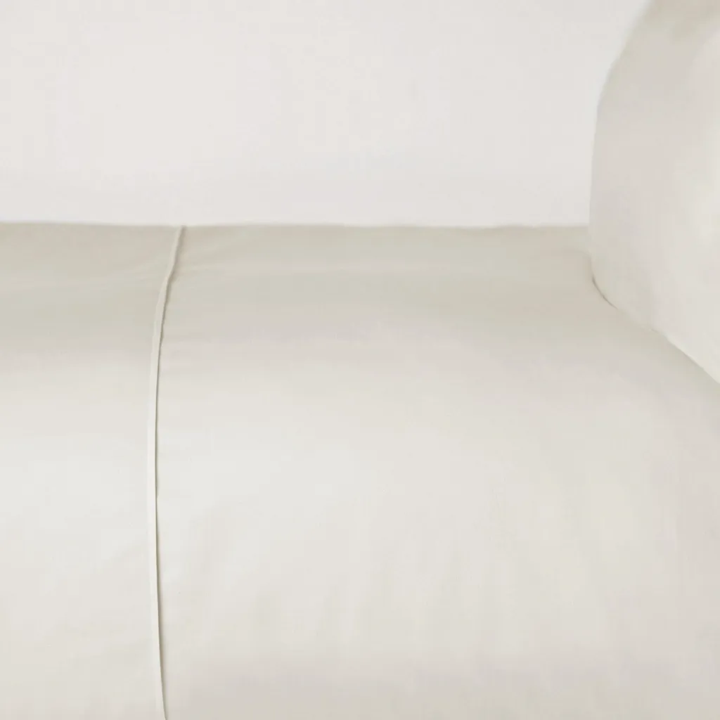 Parure de lit simple ivoire en pur coton satiné 180 fils qualité hôtelière