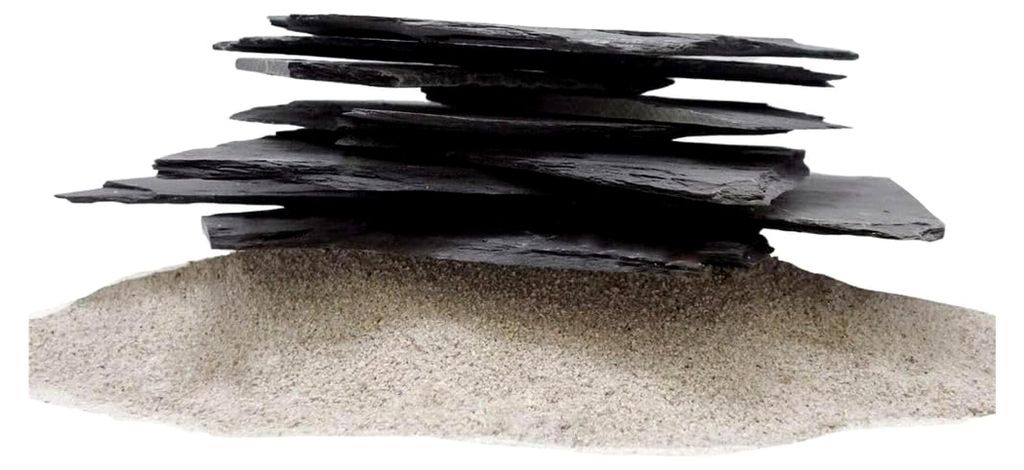 Schieferplatten für Aquarien I Natursteine 1 Stück I Gewicht 1,4-2,0 kg I Größe 10-30 cm pro Stein I Dekoration für Aquascaping und Terrarien