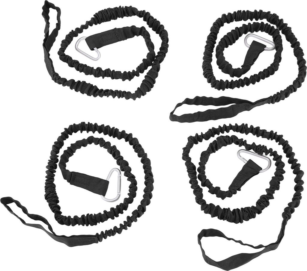 4-tlg. Kajak-Paddleash, elastisches Nylon in Schwarz, für Kanu, Surfbrett & Rafting