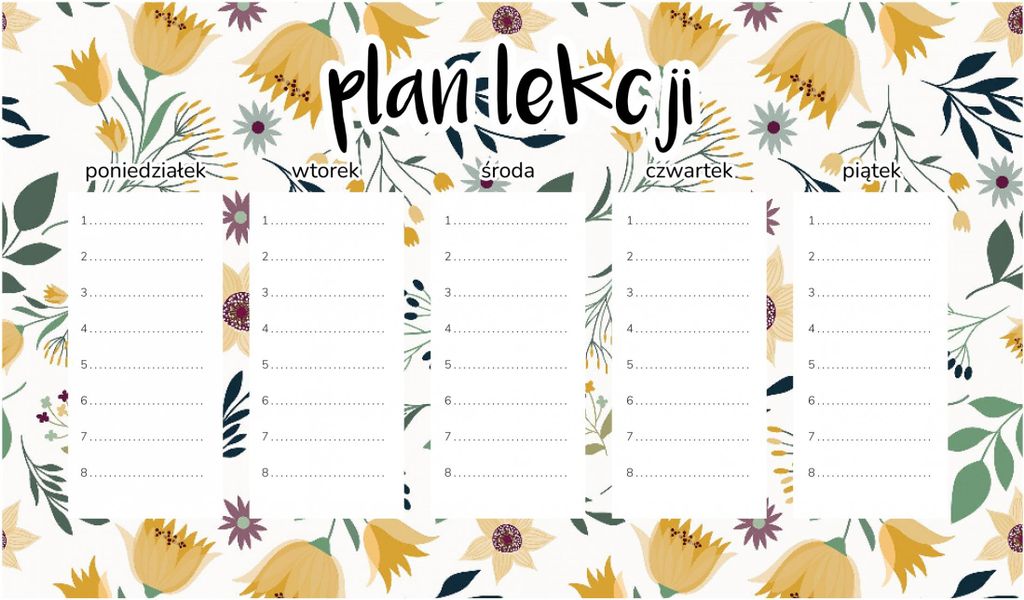 Magnetischer Unterrichtsplan Blumiger Sommer 30x17,5CM