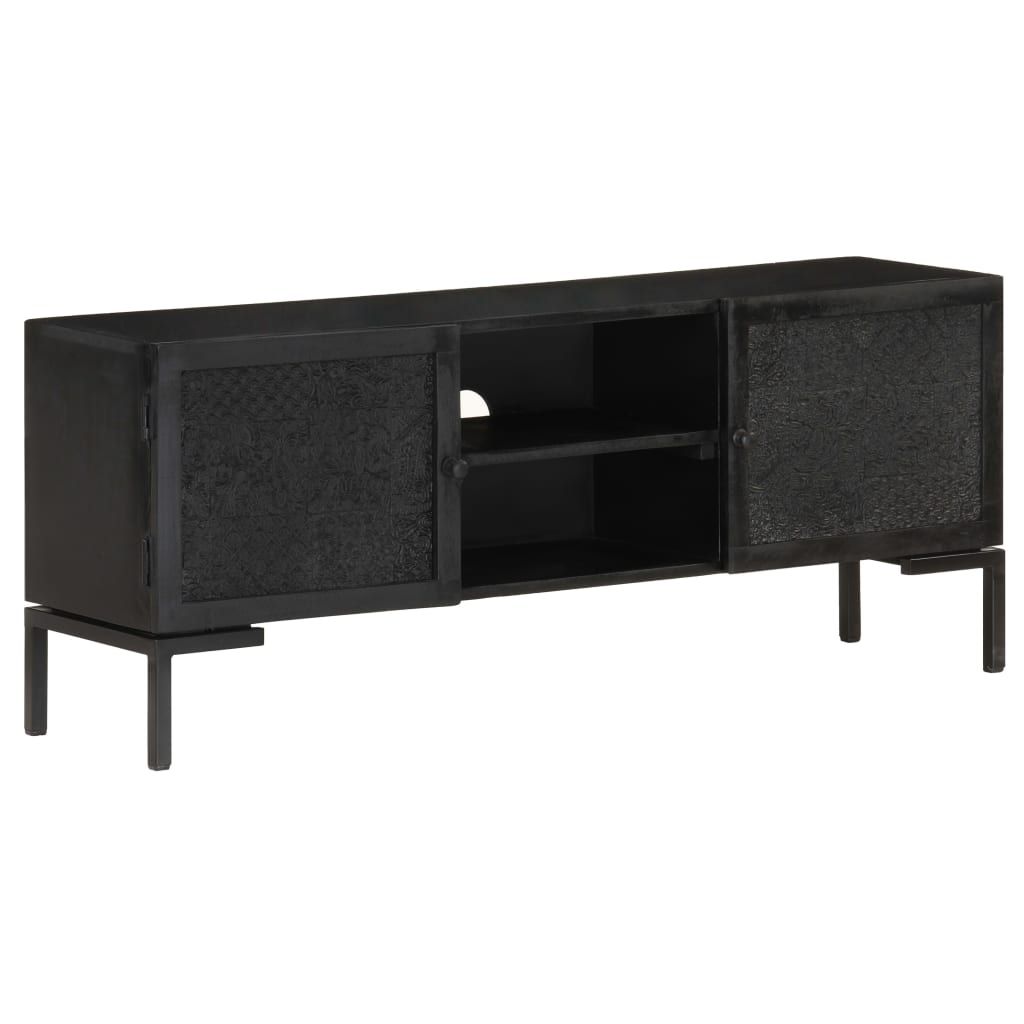 TV-Schrank Schwarz 115x30x46 cm Massivholz Mango , TV-Schränke Design 2024