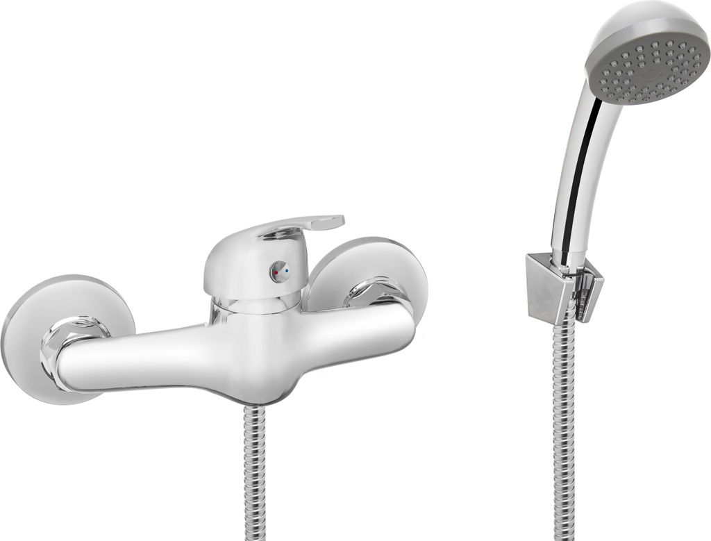 BADLAND Komplette Set Brausearmatur Wasserhahn MITRIS Brausebatterie für Badezimmer in Silber