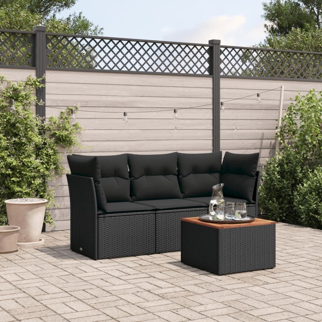 Maison Exclusive - 4-tlg. Garten-Sofagarnitur mit Kissen Schwarz Poly Rattan