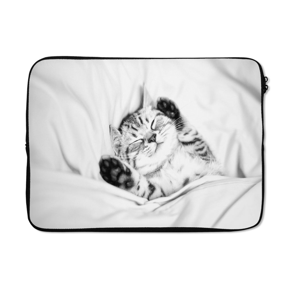 MuchoWow Laptop Hülle 13 Zoll Kätzchen - Bett - Pfoten - Mädchen - Kinder - Kinder - Kind Laptoptasche - Laptophülle - Sleeve - Rundumschutz