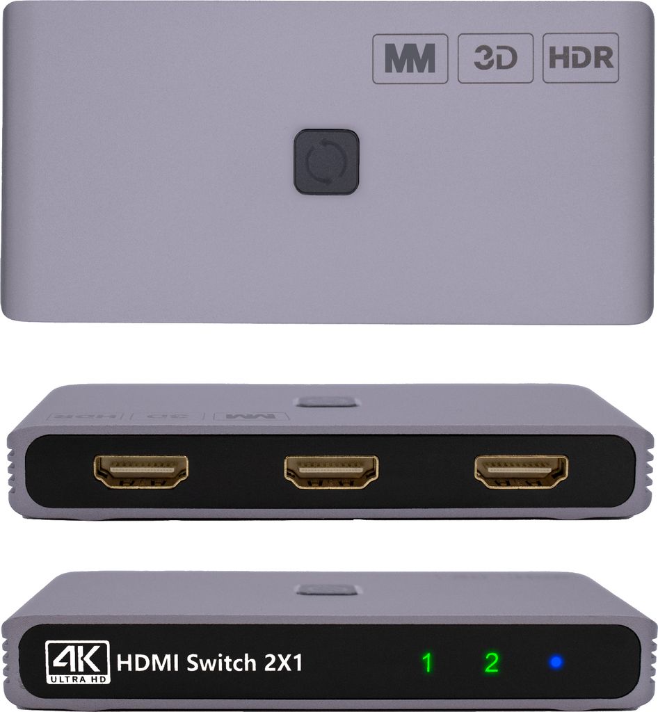 MMOBIEL HDMI-Switch 4K 60Hz - 2 in 1 Out Bidirektionaler HDMI-Switcher - HDMI-Splitter