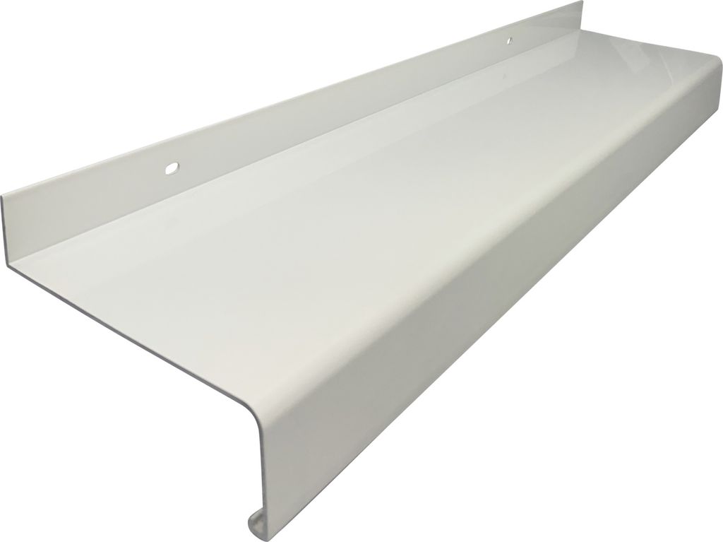 Aluminium Fensterbank weiß, Ausladung: 70 mm, Rasterlänge: 2200 mm ohne Seitenabschluss