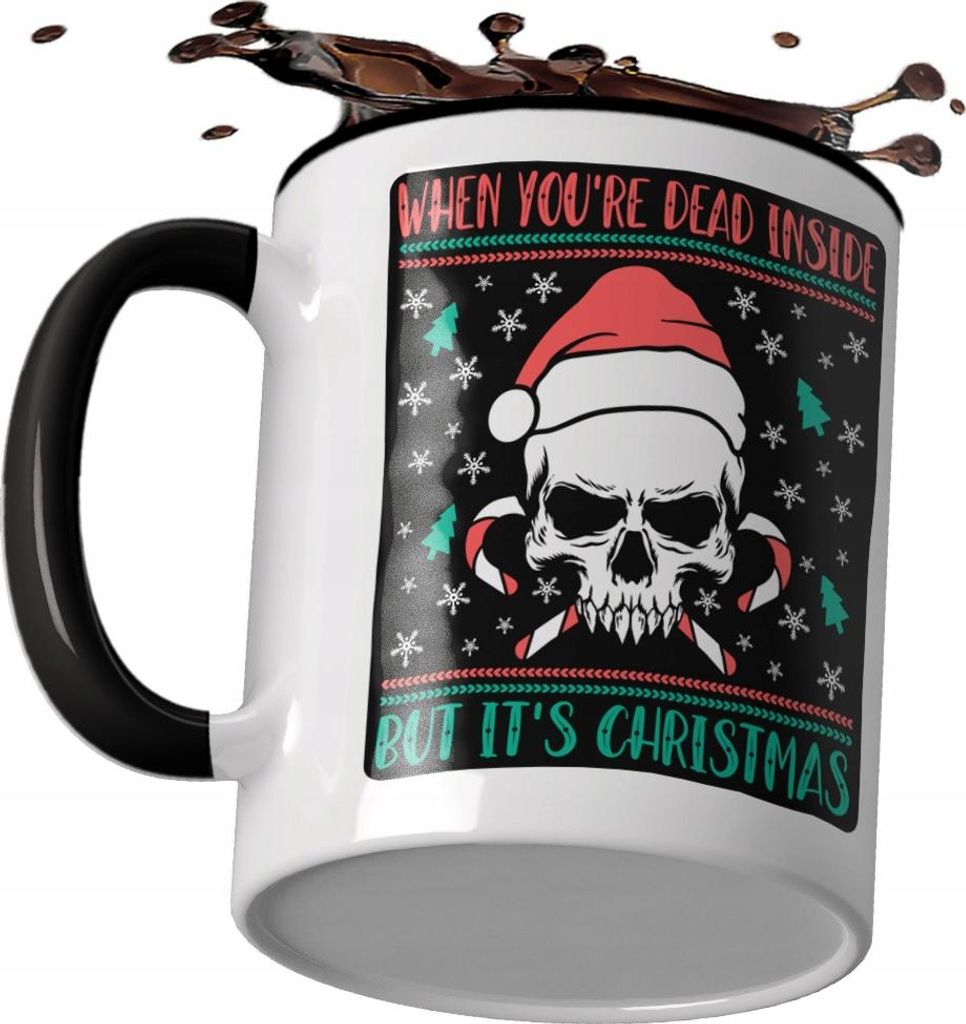 Weihnachtstasse mit Totenmotiv als lustiges Geschenk - Frohe Weihnachten!