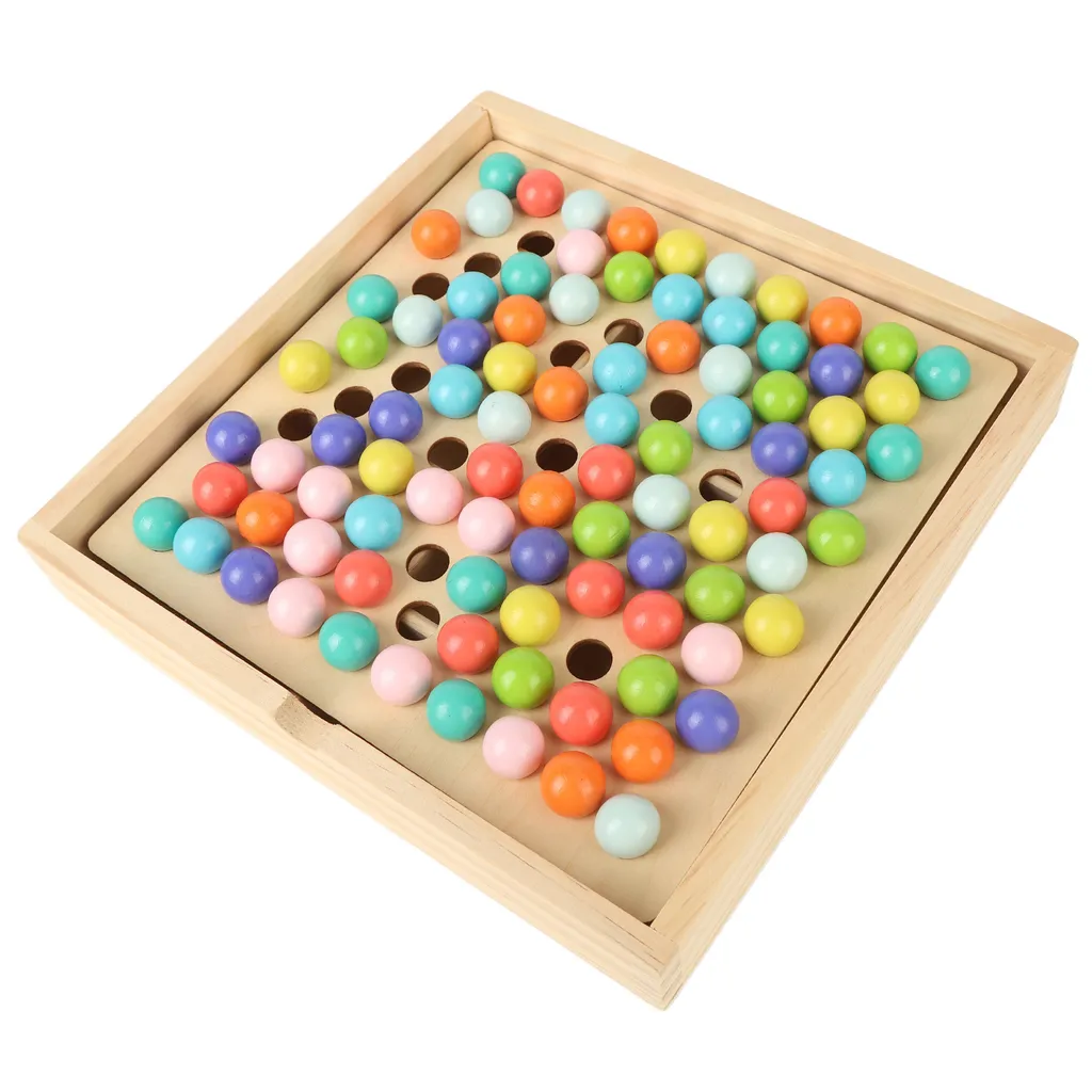 Plateau de jeu Montessori en bois avec perles de tri et accessoires 80 pcs
