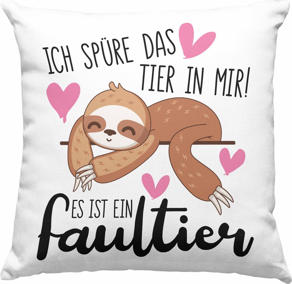 Trendation - Ich Spüre Das Tier In Mir Faultier Deko-Kissen Produktbild 