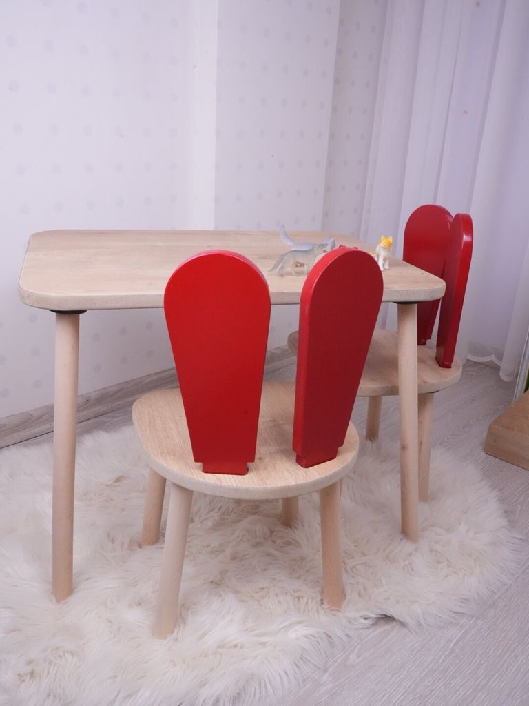 Skye Decor, Bunny One Chair Set - Red, Brown, Tischset für Kinder, Rot, 100 % MDF, 50 x 45 x 60 cm
