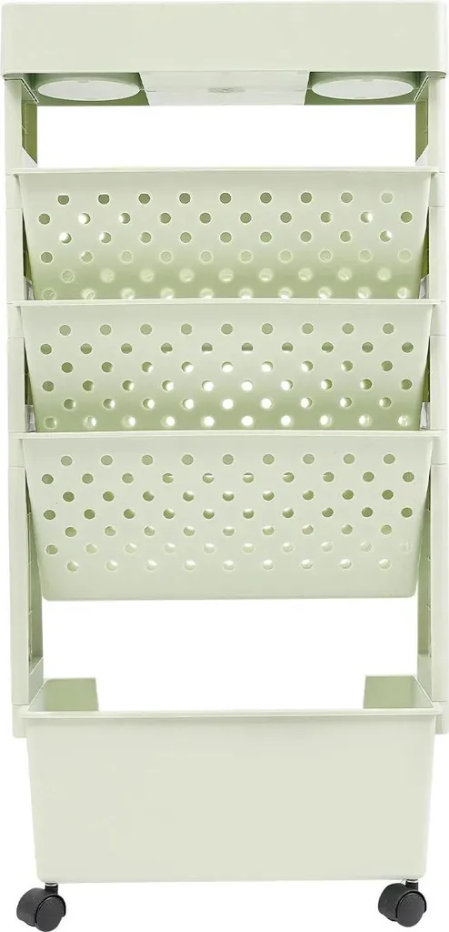 Scaffale con rotelle - 5 ripiani - Con rotelle - Organizer da scrivania per libri e riviste - Salvaspazio - Facile da montare - Verde