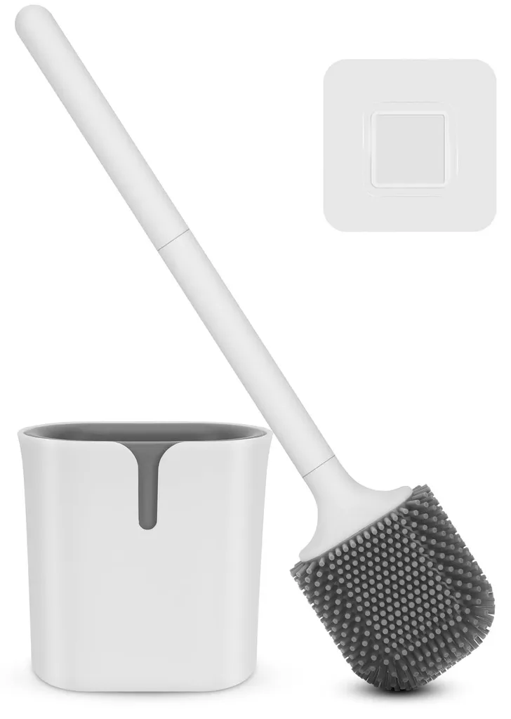 Brosse toilette silicone flexible sans perçage pour salle de bain chic