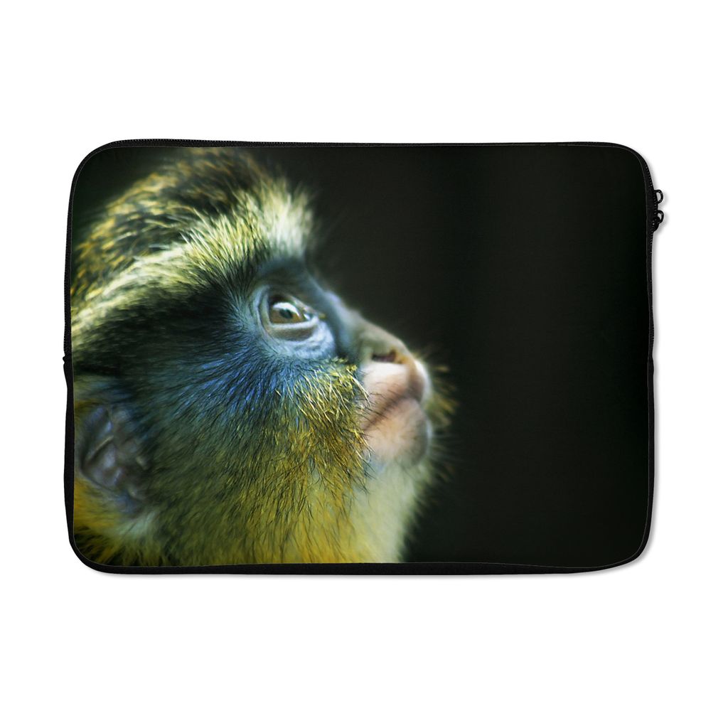 MuchoWow Laptop Hülle 13 Zoll Affe - Fell - Schwarz Laptoptasche - Laptophülle - Sleeve - Rundumschutz
