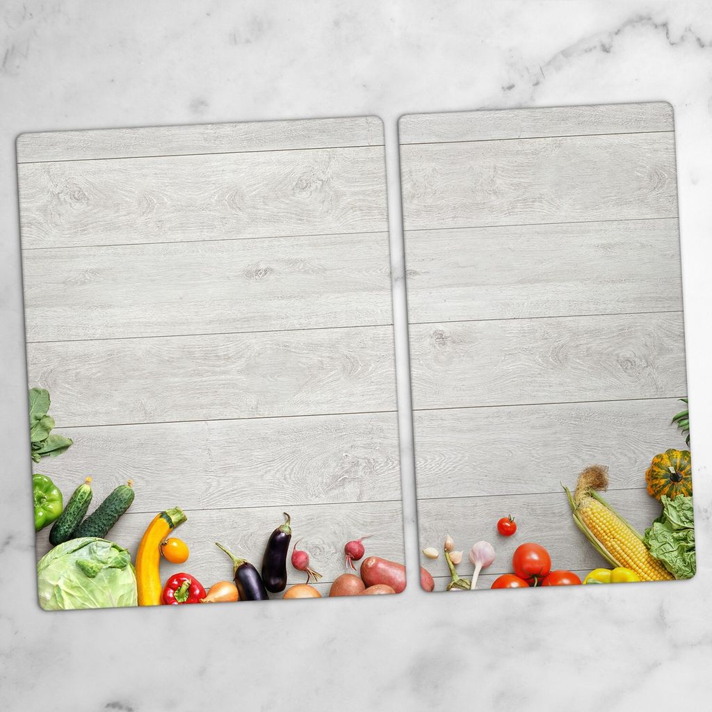 Glas-Herdabdeckplatten Glaskeramikkochfeld-Abdeckung Spritzschutz Glas 70x52 cm Gemüse