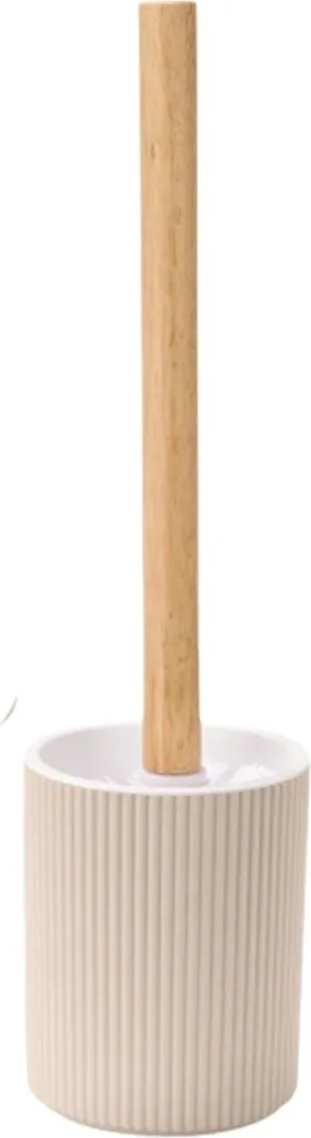 BERILO Scopino WC Eco-Design Beige e Bambù - 35x10 cm Scanalato