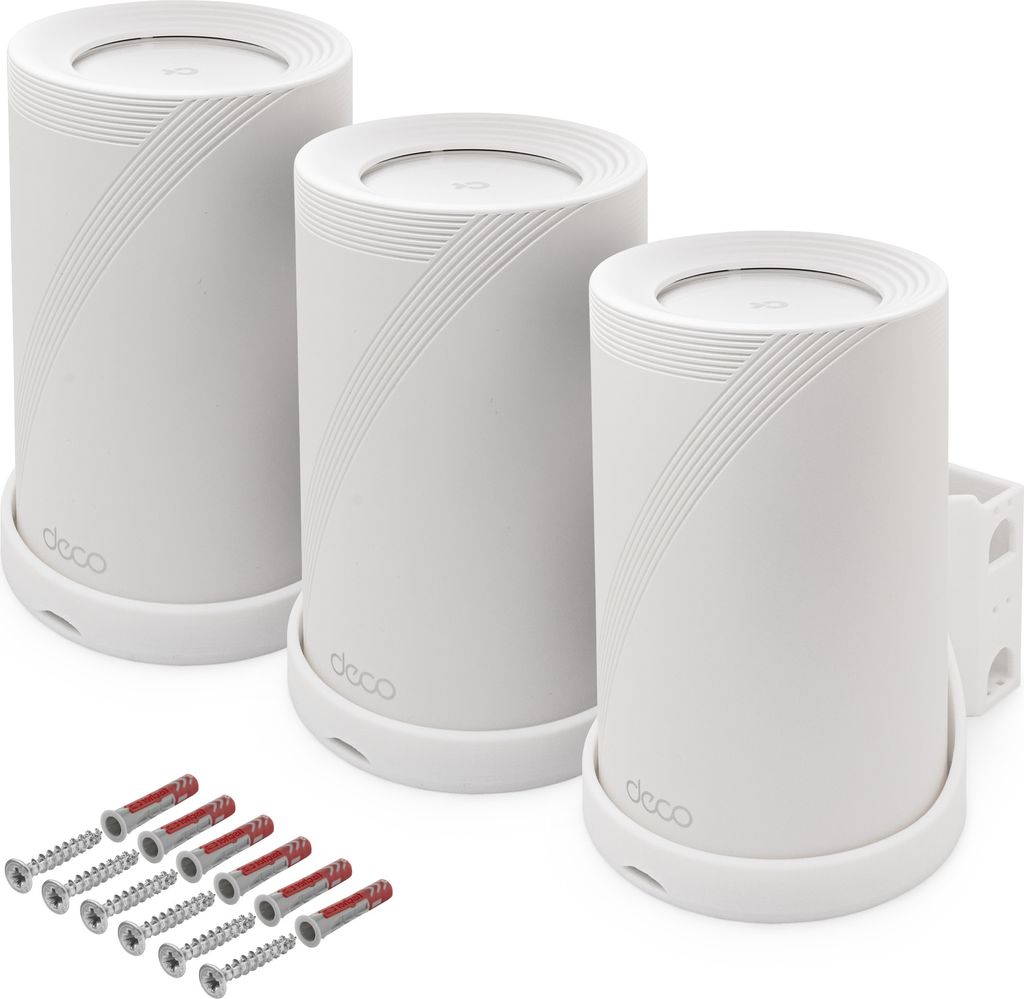 Wandhalterung passend für TP-Link Deco BE65 Wi-Fi 7 Mesh WLAN BE9300 3 Stück | Robuste Halterung mit Kabelmanagement & Luftzirkulation | Wandmont...