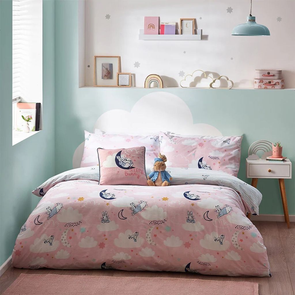 Peter Rabbit - Bettwäsche-Set "Sleepy Head" RV2882 (Einzelbett) (Pink)