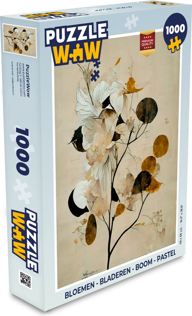 MuchoWow Puzzle 1000 Teile Blumen - Blätter - Baum - Pastell - Spielzeug - Alt und Jung - Spiele - Puzzeln