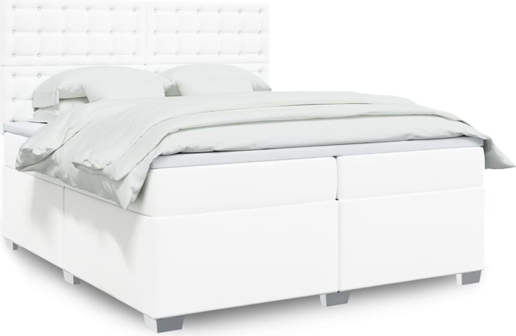 Maison Exclusive - Boxspringbett mit Matratze Weiß 200x200 cm Kunstleder