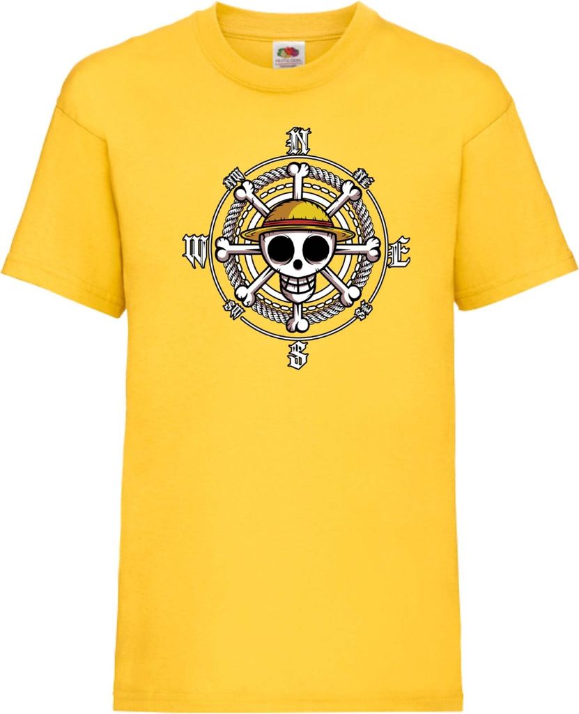 Kinder T-Shirt One Manga Piece Anime 10 Pirates, 3-4 Jahr - 104 / Gelb