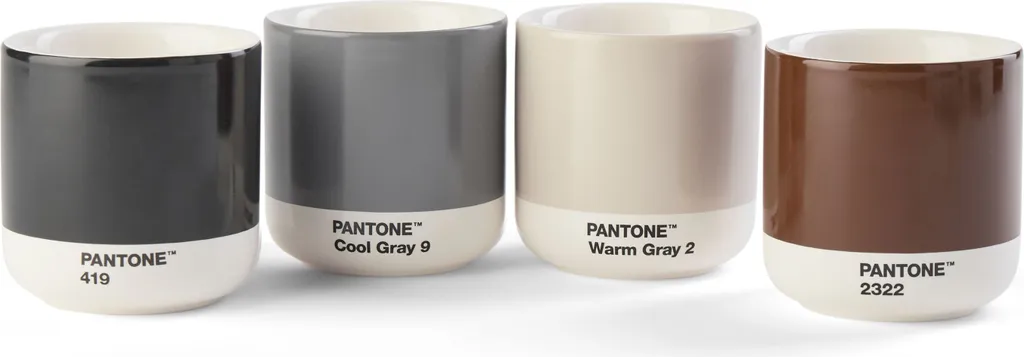 Tasse Cortado en porcelaine sans anse, set de 4, Nuances de Gris et Noir
