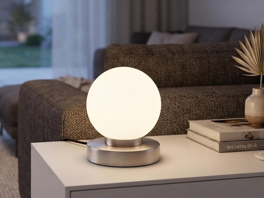 Kleine Tischlampe mit Glaskugel Weiß Ø12cm - LED per Touch Produktbild 