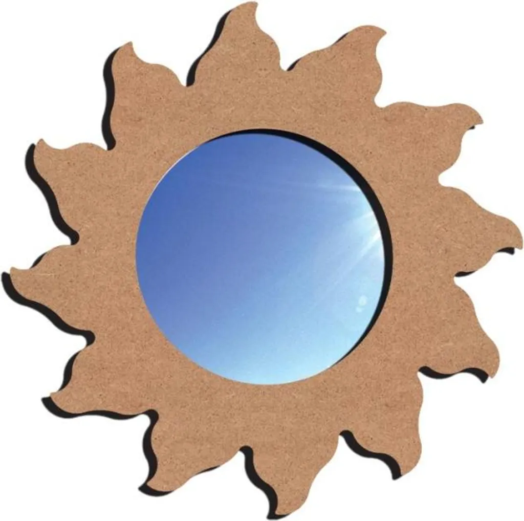 Miroir Soleil DIY en MDF Brut 38 cm Gomille avec 12 Rayons Découpés