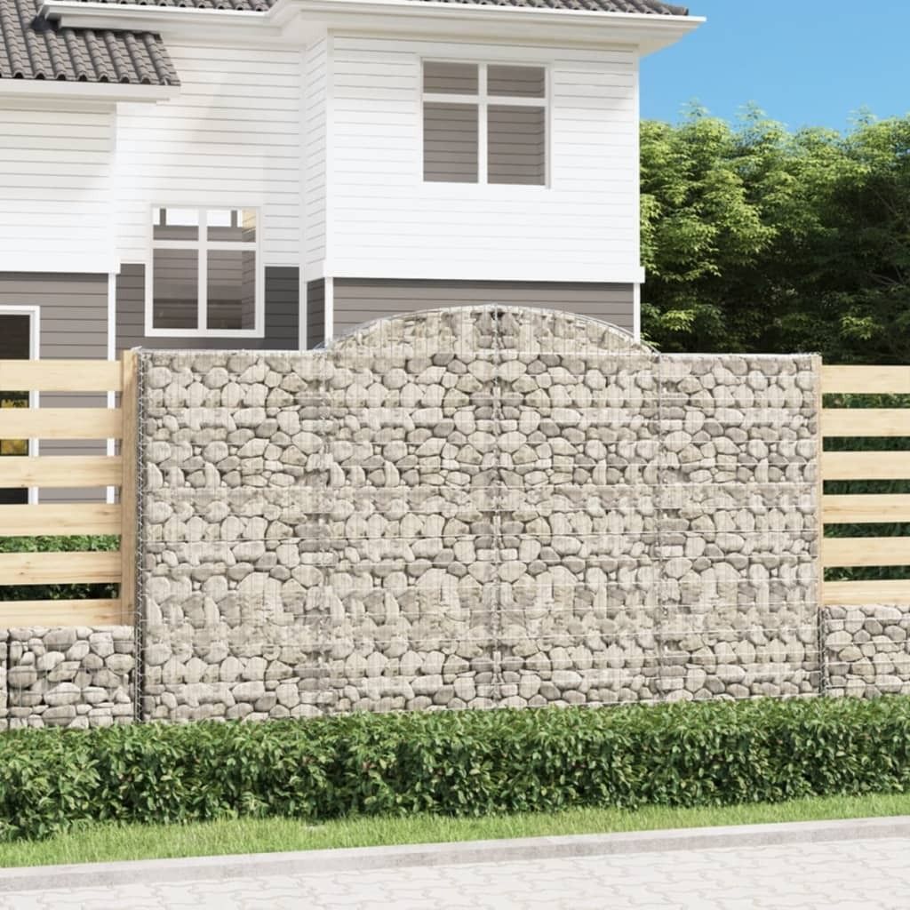 The Living Store Gabionen mit Hochbogen 10 Stk 300x50x180/200cm Verzinktes Eisen