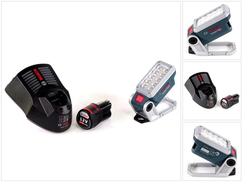 Bosch Akku Lampe GLI 12V-330 DeciLED + 1 x 3,0 Ah Akku + Ladegerät