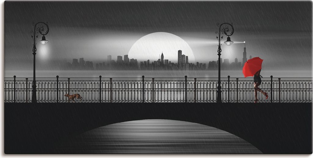 ARTland Leinwandbild Die Brücke im Regen Größe: 40x20 cm